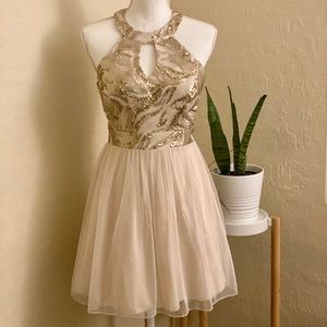 Windsor gold sequins prom dress